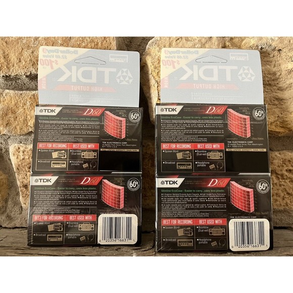 NEW LOT OF 4 TDK D60 High Output IECI/TYPE I Blank Audio Cassette Tapes Sealed - Picture 2 of 3